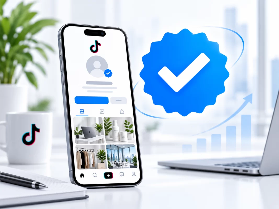 Minh họa tài khoản TikTok và huy hiệu xác minh